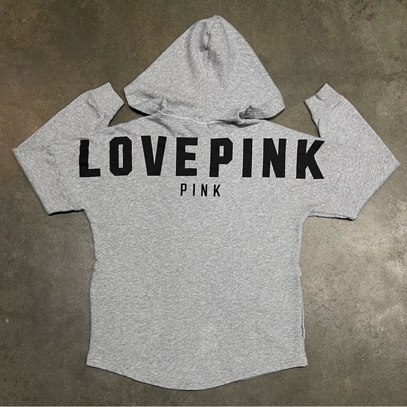 Victoria Secret PINK Logo Hoodie Knit Sweater Y2K - Picture 3 of 9